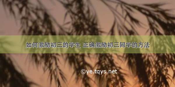 如何激励初三的学生 正确激励初三同学的方法