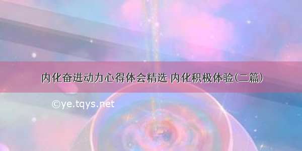 内化奋进动力心得体会精选 内化积极体验(二篇)