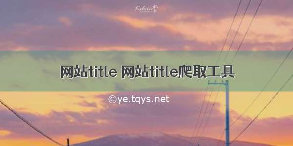 网站title 网站title爬取工具