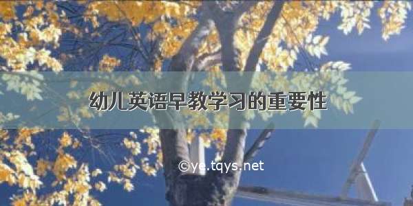 幼儿英语早教学习的重要性