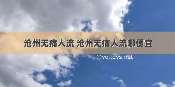 沧州无痛人流 沧州无痛人流哪便宜