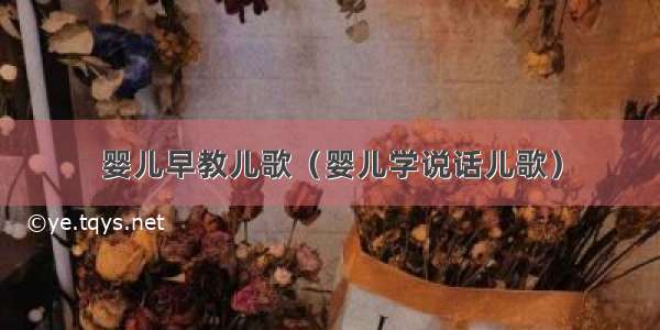 婴儿早教儿歌（婴儿学说话儿歌）