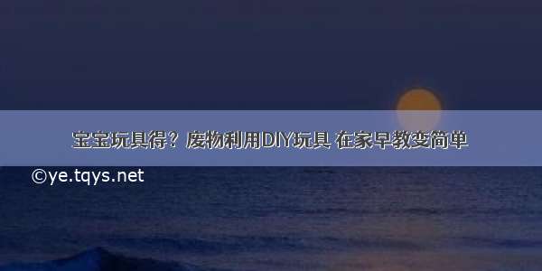 宝宝玩具得？废物利用DIY玩具 在家早教变简单