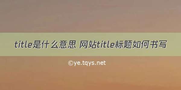 title是什么意思 网站title标题如何书写