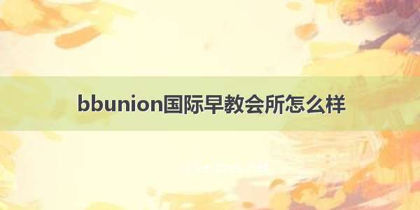 bbunion国际早教会所怎么样