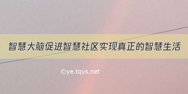 智慧大脑促进智慧社区实现真正的智慧生活