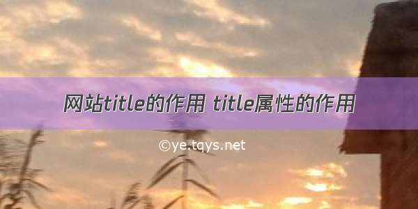 网站title的作用 title属性的作用