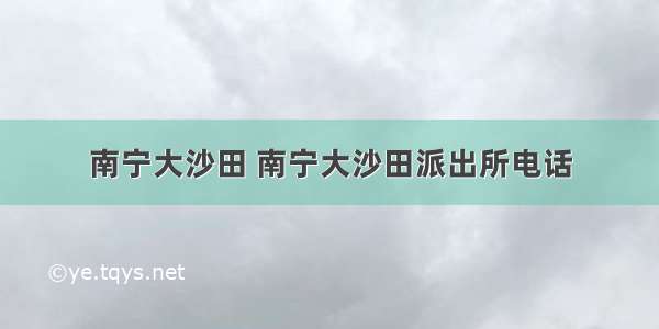 南宁大沙田 南宁大沙田派出所电话