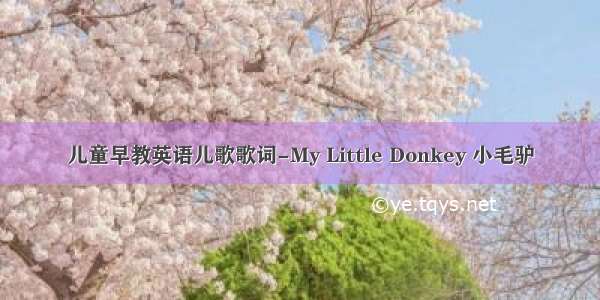 儿童早教英语儿歌歌词-My Little Donkey 小毛驴