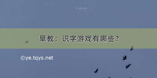 早教：识字游戏有哪些？