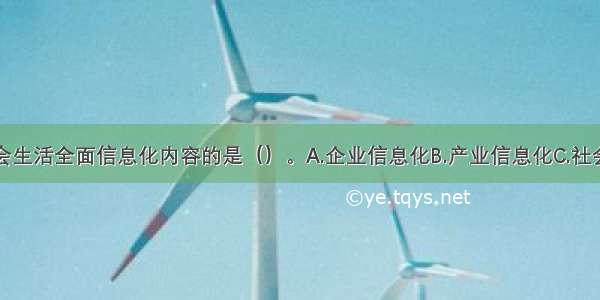 以下属于社会生活全面信息化内容的是（）。A.企业信息化B.产业信息化C.社会管理信息化