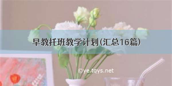 早教托班教学计划(汇总16篇)