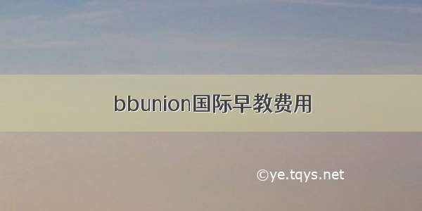 bbunion国际早教费用