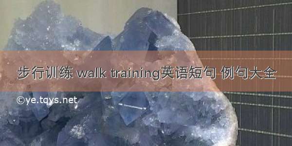 步行训练 walk training英语短句 例句大全