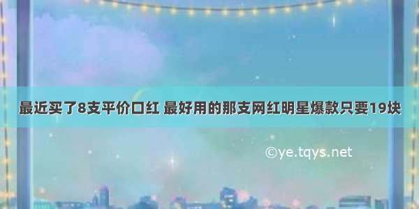 最近买了8支平价口红 最好用的那支网红明星爆款只要19块