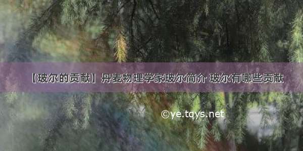 【玻尔的贡献】丹麦物理学家玻尔简介 玻尔有哪些贡献