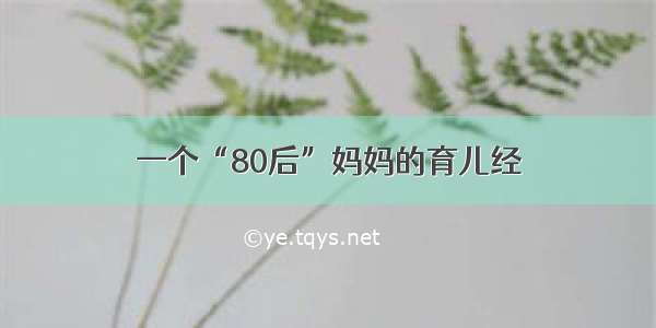 一个“80后”妈妈的育儿经