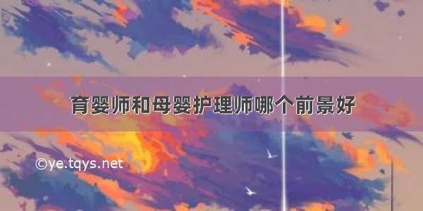 育婴师和母婴护理师哪个前景好