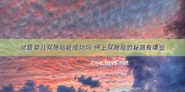 试管婴儿双胞胎能成功吗 怀上双胞胎的秘籍有哪些