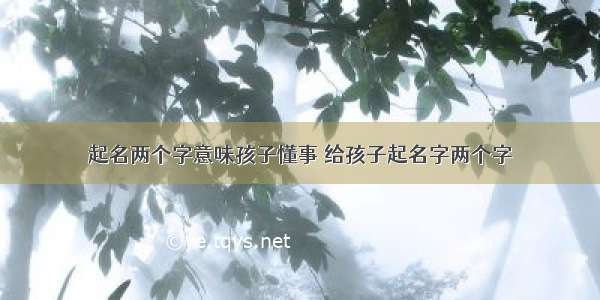 起名两个字意味孩子懂事 给孩子起名字两个字