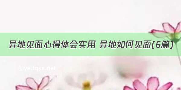 异地见面心得体会实用 异地如何见面(6篇)