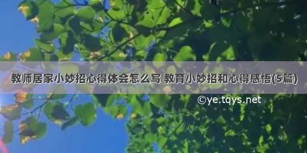 教师居家小妙招心得体会怎么写 教育小妙招和心得感悟(5篇)