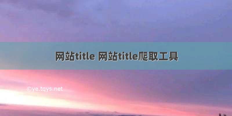 网站title 网站title爬取工具