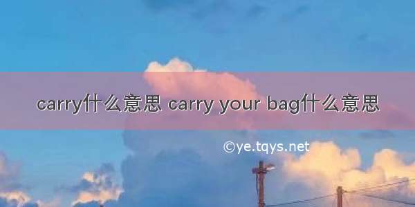 carry什么意思 carry your bag什么意思