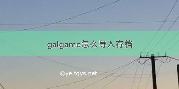 galgame怎么导入存档