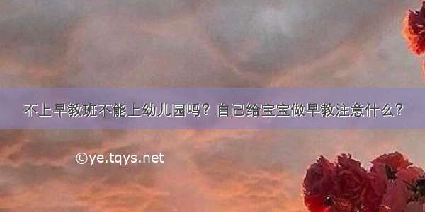 不上早教班不能上幼儿园吗？自己给宝宝做早教注意什么？