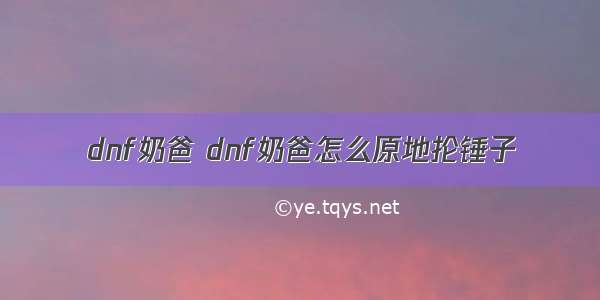 dnf奶爸 dnf奶爸怎么原地抡锤子