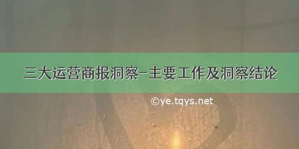 三大运营商报洞察-主要工作及洞察结论