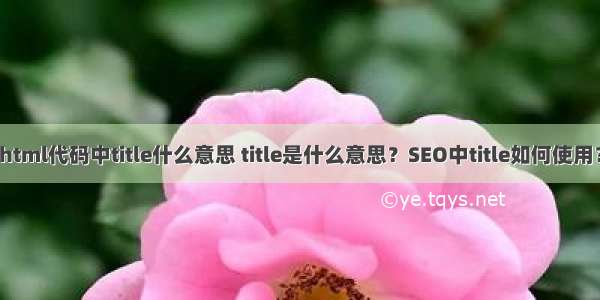 html代码中title什么意思 title是什么意思？SEO中title如何使用？