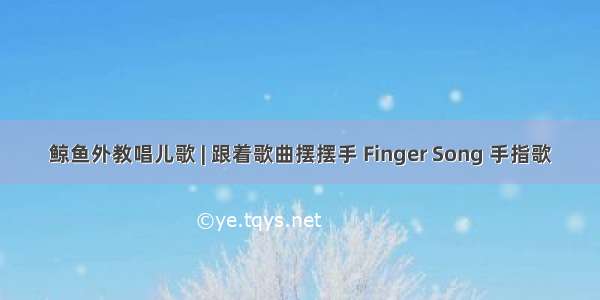 鲸鱼外教唱儿歌 | 跟着歌曲摆摆手 Finger Song 手指歌