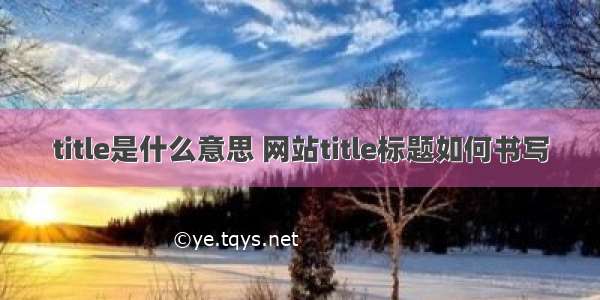 title是什么意思 网站title标题如何书写