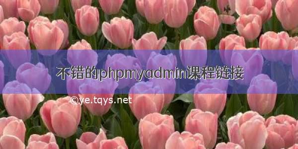 不错的phpmyadmin课程链接