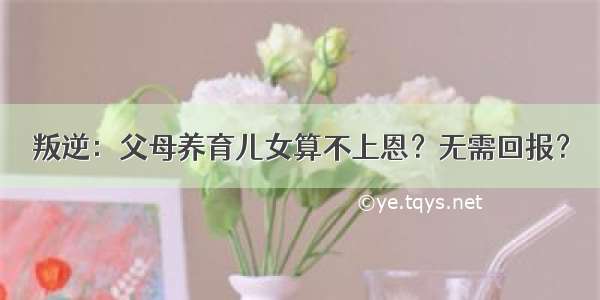 叛逆：父母养育儿女算不上恩？无需回报？