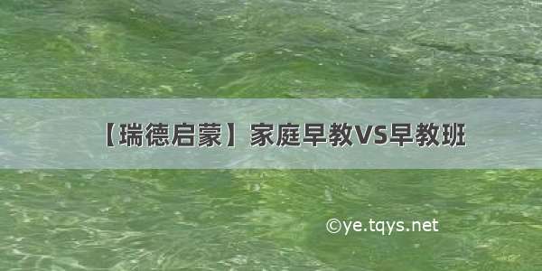 【瑞德启蒙】家庭早教VS早教班