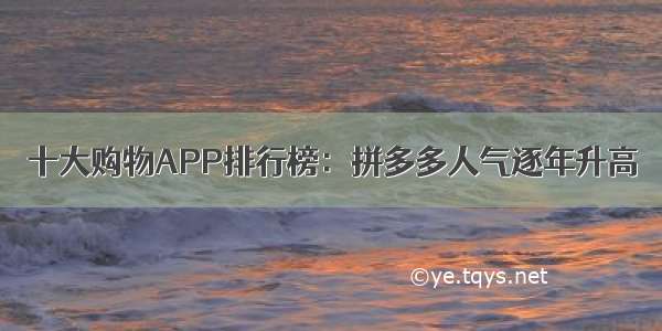 十大购物APP排行榜：拼多多人气逐年升高