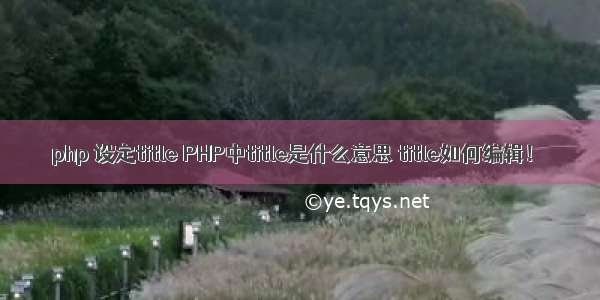 php 设定title PHP中title是什么意思 title如何编辑！