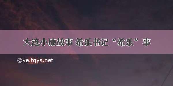 大连小康故事 希乐书记“希乐”事