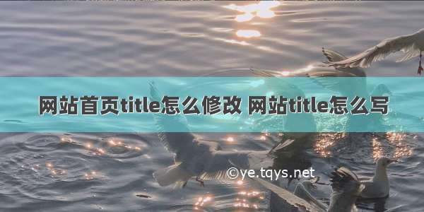 网站首页title怎么修改 网站title怎么写