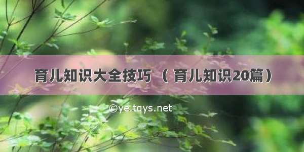 育儿知识大全技巧 （ 育儿知识20篇）