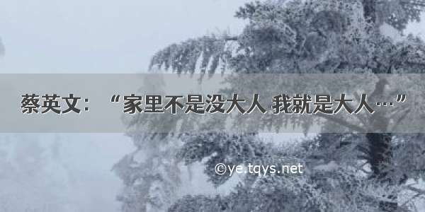 蔡英文：“家里不是没大人 我就是大人…”