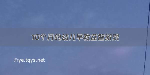 10个月的幼儿早教益智游戏