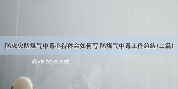 防火灾防煤气中毒心得体会如何写 防煤气中毒工作总结(二篇)