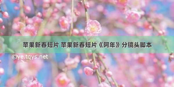 苹果新春短片 苹果新春短片《阿年》分镜头脚本