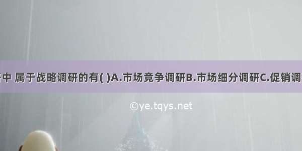 在市场调研中 属于战略调研的有( )A.市场竞争调研B.市场细分调研C.促销调研D.产品包