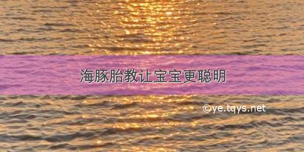 海豚胎教让宝宝更聪明