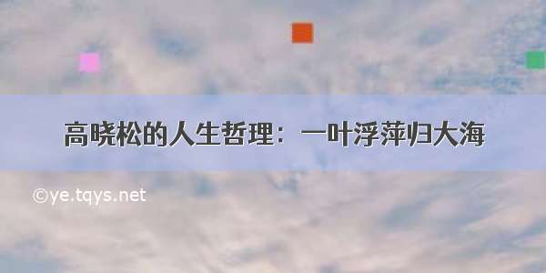 高晓松的人生哲理：一叶浮萍归大海